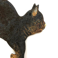 Old Cast Iron Cat on Wall Mounting Arm (Presumed Bell Hook), With Lost Tail!