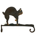 Old Cast Iron Cat on Wall Mounting Arm (Presumed Bell Hook), With Lost Tail!