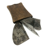 SOLD Beautiful Old Steel Planing/Molding Blades (?) in Lovely Two Compartment Wooden Sleeve