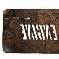 GOLDEN ENGINE, Marvelously Evocative Old Handcut Brass Stencil