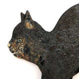 Old Cast Iron Cat on Wall Mounting Arm (Presumed Bell Hook), With Lost Tail!