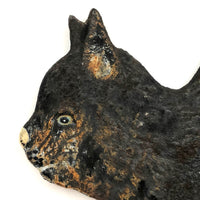 Old Cast Iron Cat on Wall Mounting Arm (Presumed Bell Hook), With Lost Tail!
