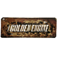 GOLDEN ENGINE, Marvelously Evocative Old Handcut Brass Stencil