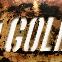 GOLDEN ENGINE, Marvelously Evocative Old Handcut Brass Stencil
