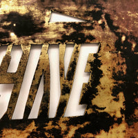 GOLDEN ENGINE, Marvelously Evocative Old Handcut Brass Stencil