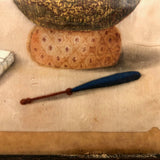 Still Life with Book and Writing Tools - Exquisite Antique Chinese Pith Painting