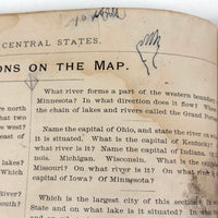 Warren's Primary Geography, 1886, with Animal Silhouettes End Paper Drawing