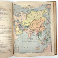 Warren's Primary Geography, 1886, with Animal Silhouettes End Paper Drawing