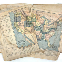 Warren's Primary Geography, 1886, with Animal Silhouettes End Paper Drawing