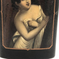 Concealing and Revealing, 19th C. Hand-painted Beauty on Papier Mache Cigar Case (No Lid)