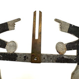 Antique Painted Tin Folk Art Pair of Figures in Bowlers with Pointing Arms