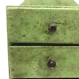 Three Drawer Hanging Chest in Original Green Paint with Hand-carved Pulls