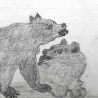 19th C. Graphite School Drawings Lot #2: Wild Animals