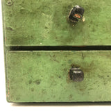 Three Drawer Hanging Chest in Original Green Paint with Hand-carved Pulls
