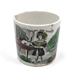 Feeding (and Feeling!) the Rabbit, 19th C. Staffordshire Transferware Child's Mug