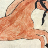 SOLD Red Horse, Wonderful 19th Century Folk Art Watercolor Drawing