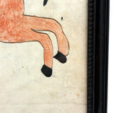 SOLD Red Horse, Wonderful 19th Century Folk Art Watercolor Drawing