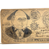 Funny Money, Curious Old Hand-drawn Folk Art Treasury Note, Graphite, c. Late 19th Century