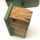 Three Drawer Hanging Chest in Original Green Paint with Hand-carved Pulls