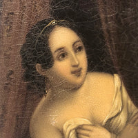 Concealing and Revealing, 19th C. Hand-painted Beauty on Papier Mache Cigar Case (No Lid)