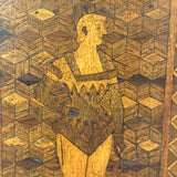 Nani Pocolo's Amazing 1897 Intarsia Marquetry Box with Costumed Beauty Dangling Cherries at Center