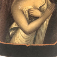 Concealing and Revealing, 19th C. Hand-painted Beauty on Papier Mache Cigar Case (No Lid)