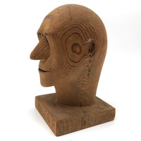 Smiler P. 1969 Folk Art Carved Head with Message Underneath