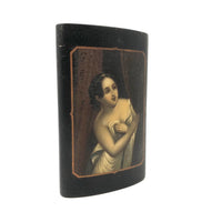 Concealing and Revealing, 19th C. Hand-painted Beauty on Papier Mache Cigar Case (No Lid)