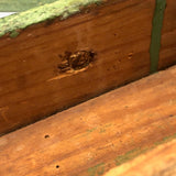 Three Drawer Hanging Chest in Original Green Paint with Hand-carved Pulls
