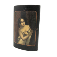 Concealing and Revealing, 19th C. Hand-painted Beauty on Papier Mache Cigar Case (No Lid)