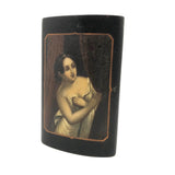 Concealing and Revealing, 19th C. Hand-painted Beauty on Papier Mache Cigar Case (No Lid)