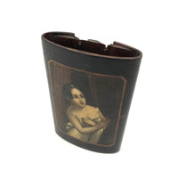 Concealing and Revealing, 19th C. Hand-painted Beauty on Papier Mache Cigar Case (No Lid)