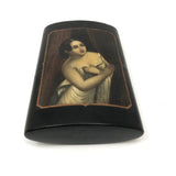 Concealing and Revealing, 19th C. Hand-painted Beauty on Papier Mache Cigar Case (No Lid)