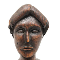 Woman with Fat Rolled Curls, Wonderful Antique Carved Bust