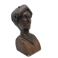Woman with Fat Rolled Curls, Wonderful Antique Carved Bust