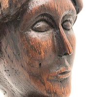 Woman with Fat Rolled Curls, Wonderful Antique Carved Bust