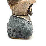 Folk Art Bust of Man in Suit with Inset Green Eyes , Plaster Over Wood with Polychrome
