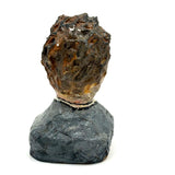 Folk Art Bust of Man in Suit with Inset Green Eyes , Plaster Over Wood with Polychrome