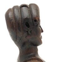 Woman with Fat Rolled Curls, Wonderful Antique Carved Bust