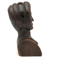 Woman with Fat Rolled Curls, Wonderful Antique Carved Bust