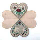 Lovely Mid 19th C. Fold Out Paper Heart "Puzzle Purse" Valentine