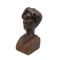 Woman with Fat Rolled Curls, Wonderful Antique Carved Bust