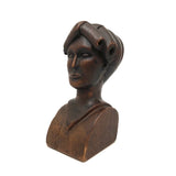 Woman with Fat Rolled Curls, Wonderful Antique Carved Bust