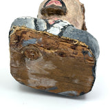 Folk Art Bust of Man in Suit with Inset Green Eyes , Plaster Over Wood with Polychrome
