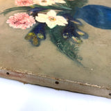 Painterly Spring Flowers in Blue Vase, Charming Large Oil on Canvas Still Life, c. 2nd Quarter 20th Century