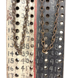 Wonderful Old Make Do Folk Art Two Player/Team Score Counter with Screw Eye Pegs on Chains