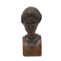 Woman with Fat Rolled Curls, Wonderful Antique Carved Bust