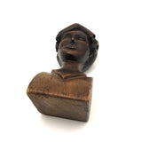 Woman with Fat Rolled Curls, Wonderful Antique Carved Bust