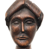 Woman with Fat Rolled Curls, Wonderful Antique Carved Bust