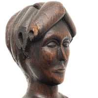 Woman with Fat Rolled Curls, Wonderful Antique Carved Bust